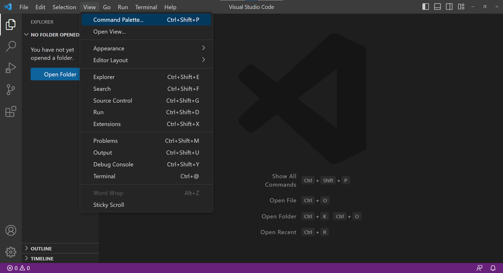 コマンドパレットを開く