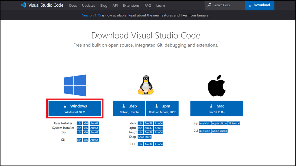 VSCodeのダウンロードサイト